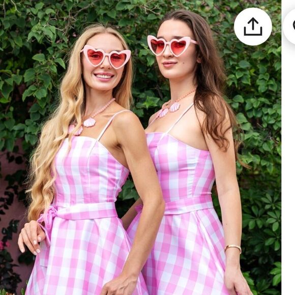 Margot Robbie Barbie The Movie Pink Plaid Dress Barbie Costume - Picture 1 of 13